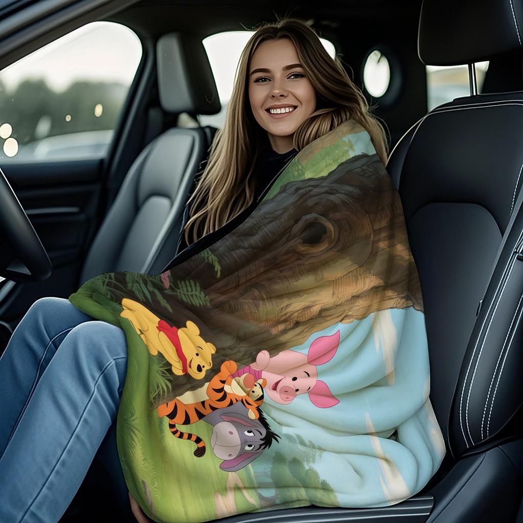 Winnie the Pooh Tigger Piglet & Eeyore Hide-and-Seek Print Blanket Soft Multifunctional Decortive Universal Throw Blankets Gift