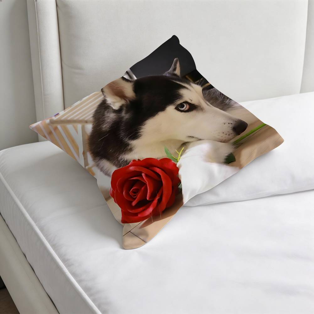 Husky PPuppy Dog Decorative Square Pillow Cover Modern Cushion Case for Living Room Bedroom