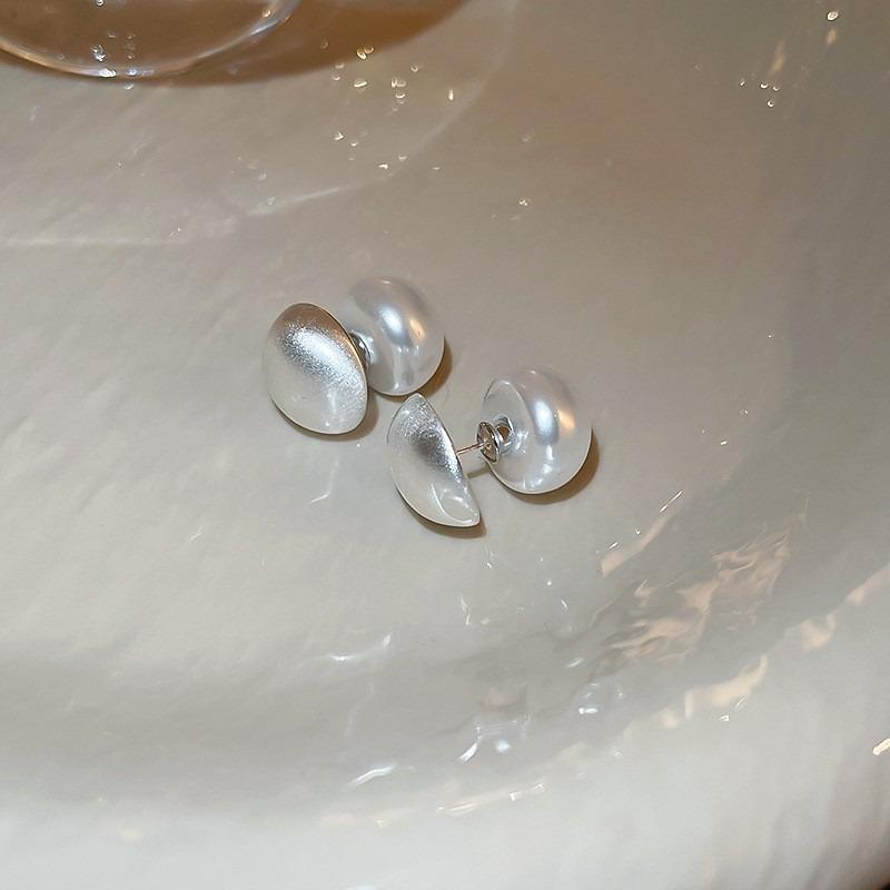 Silver needle super flash zircon pearl geometric round flower earrings simple personality stud earrings niche design earrings women