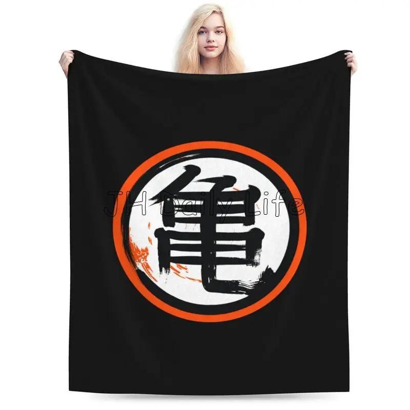 DBZ Kanji Print Flannel Blanket Soft Cozy Warm Fleece Throw Blanket Lightweight Fuzzy Plush Blankets for Bed Sofa Picnic Travel