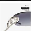 Rimless Gradient Snake Shaped Mirror Leg Sunglasses Oversized  Y2k Trendy Wrap Around Punk Technological Goggles Shades Women