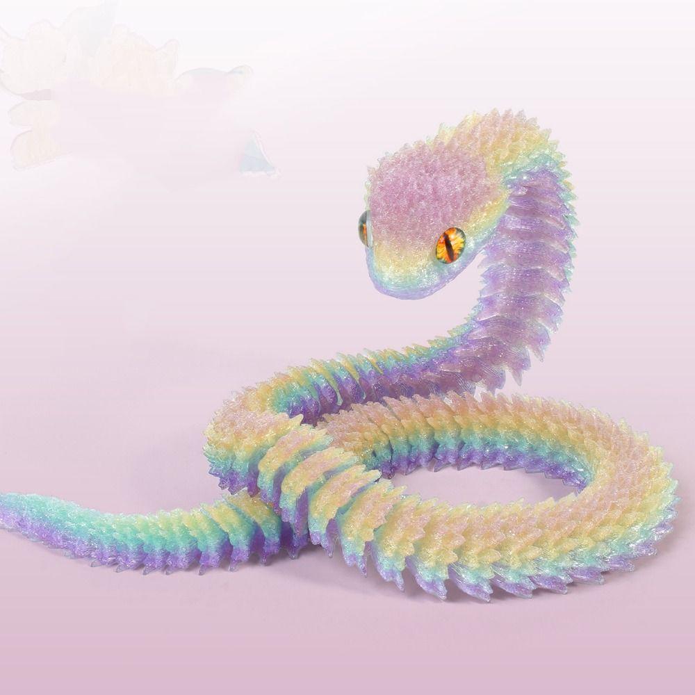 30/45/60cm 3D Printed Snake Toy Multicolor Simulation Snake Model Christmas