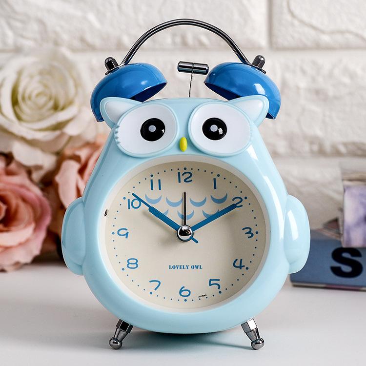 Big Ringtone Metal Creative Personalized Mini Alarm Clock Cartoon Student Children's Special Luminous Silent Bedside Owl
