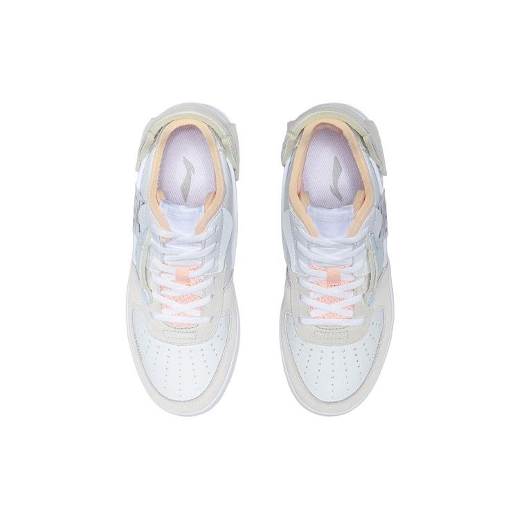 Li Ning CF De Sequencing Comfortable Slip Resistant Abrasion Resistant Low Top Skateboard Shoes White Gray Pink AGCQ394-3