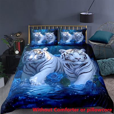 Duvetcoverset Tiger Rose 3D Digital Printing Single Double Quilt Set Three-Piece Starry Sky Special