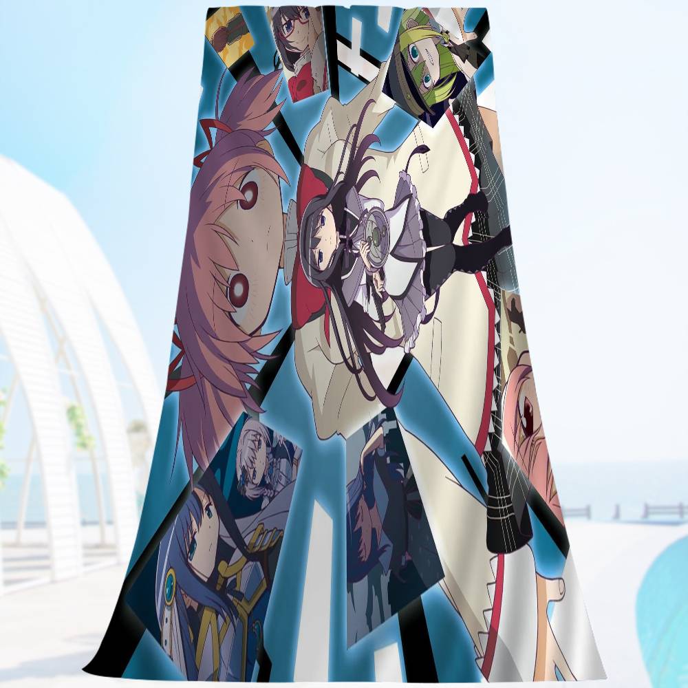 anime dark P-Puella Magi M-Madokas M-Magicas Microfiber Printed Beach Towel Mountain Climbing Beach Swimming Running Absorbent Towel