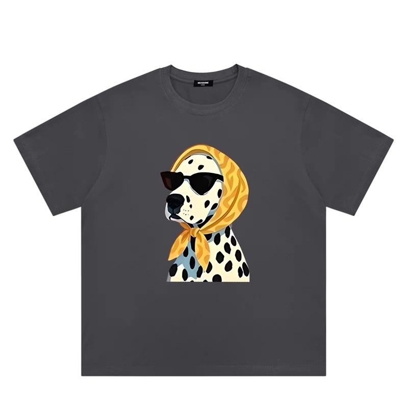 ZAZOMDE Hip Hop Streetwear Fashion Dalmatian Dog Pattern Tshirt Unisex Summer Loose Short Sleeve Trendy Aesthetic Casual Tops