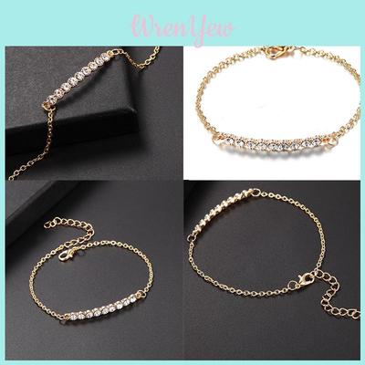 Luxurious Gold Plated Chain Bracelet With Sparkling Rhinestones For Women
