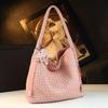 Woven big bag new fashion leather women's bag fashion trend large capacity shoulder bag grid bucket bag