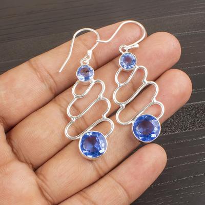 Tanzanite Handmade Gemstone Earrings, 925 Solid Sterling Silver Earrings Antique Jewelry, Earrings For Engagement Gift