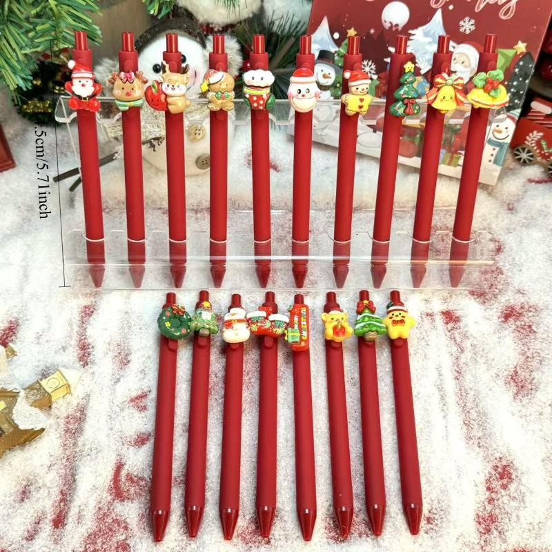 10Pcs Christmas Tree Series Patch Pen Event Special Gift Pen Christmas Stocking Filler Holiday Gift Novelty Stationery Teacher Party Favors Back To Sc