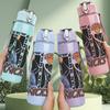 1PC Nicks Band Female Figure Collage Print 750ml Colorful Plastic Sports Water Bottle Leakproof Pop Up Lid with Straw for Outdoor Work Home Use