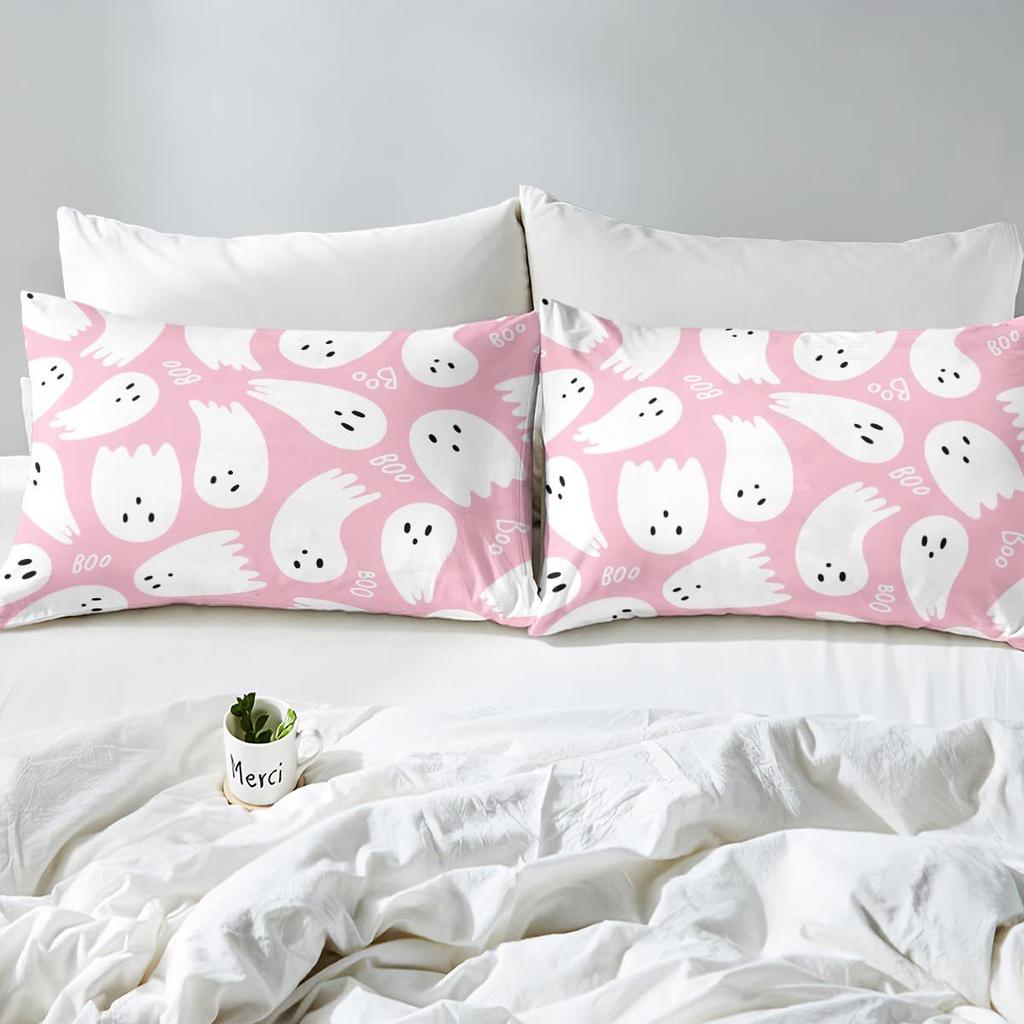 Cute Cartoon Ghost Pattern Bed Hat Four-piece Bedding Set Bedroom Dormitory Bedding Decoration