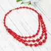 JMXD-Bohemian ethnic style red turquoise three-layer necklace jewelry retro elegant multi-layer long necklace
