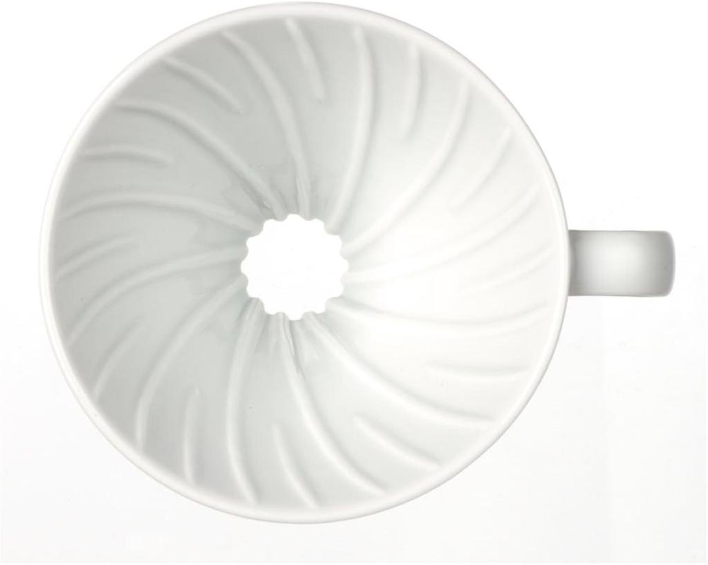 HARIO V60 Transparent Dripper 02 Ceramic W Dishwasher Safe For Cups 300ml White Made In Japan 1-4 VDC-02W