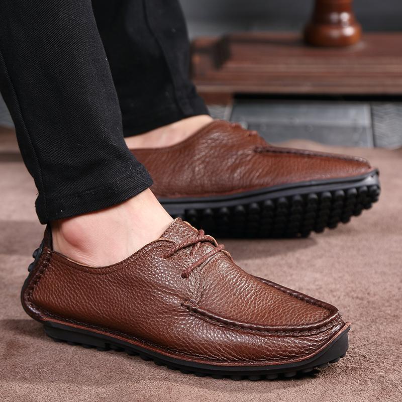 Neformální kožené boty Muži Mokasíny Trend Značka Business Boty Podzimní slip on Flat Muž Tenisky Pohodlné mokasíny Zapatos Hombre