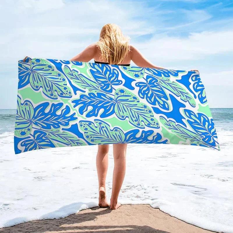 Palm Leaf Beach Towels Soft Microfiber Lightweight Sport Pool Towels Palm Leaves Bath Towel Sandless Quick Dry Swimming Cover