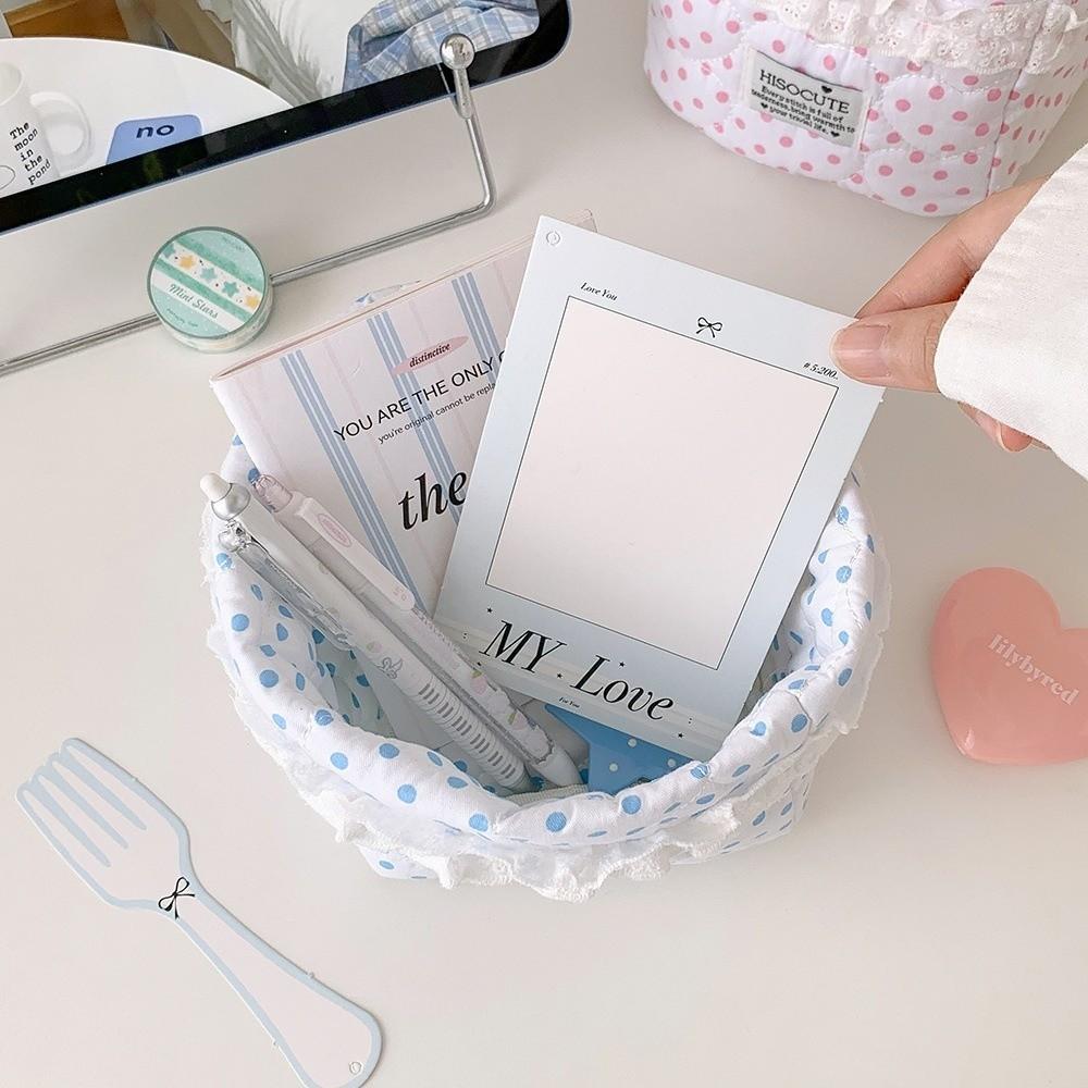 Polka Dot Pattern Cosmetic Storage Box Large Capacity Desktop Organizer Box
