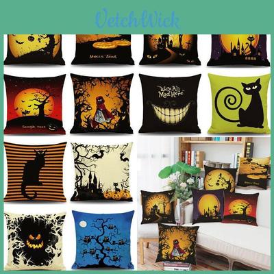 Elegant Cotton Linen Halloween Pumpkin Pillow Case For Home And Car Decor