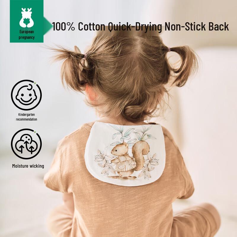 OUYUN Baby Pure Cotton Gauze Back Sweat Towels (5-Pack) 27x20cm (0-3Y)
