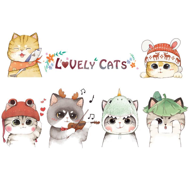 

Мультфильм милые кошки наклейки на стену для детской комнаты украшения детской комнаты домашний декор ПВХ наклейки