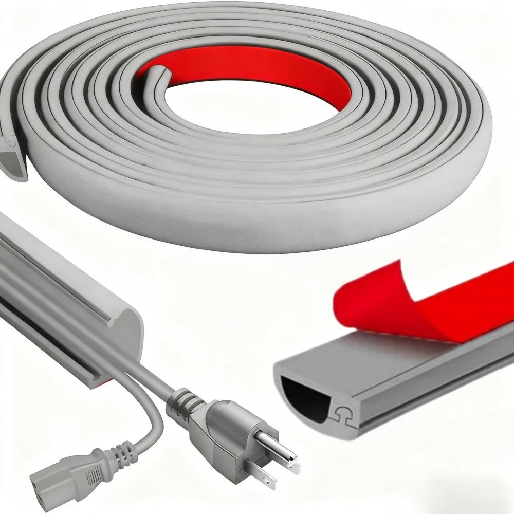 

1roll 2mX1.5cm Curved floor wire protector, wire trough cable management, cable concealment device 2m серый