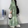 Korean Retro Tie-Dye Letter Print Slimming Casual Mid-Length T-Shirt Dress