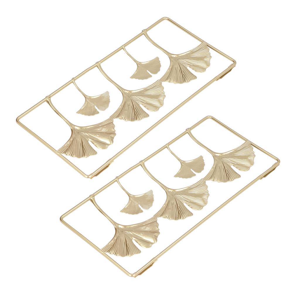 2Pcs Gold Metal Leaf Wall Decor 3D Modern Simple Clear Texture Metal Leaf Hanging Decoration with
