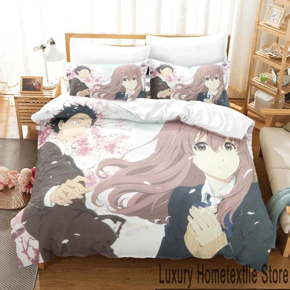 3D Print Anime A Silent Voice Bedding Set Boys Girls Twin Queen King Size Duvet Cover Pillowcase Bed Boys Adult