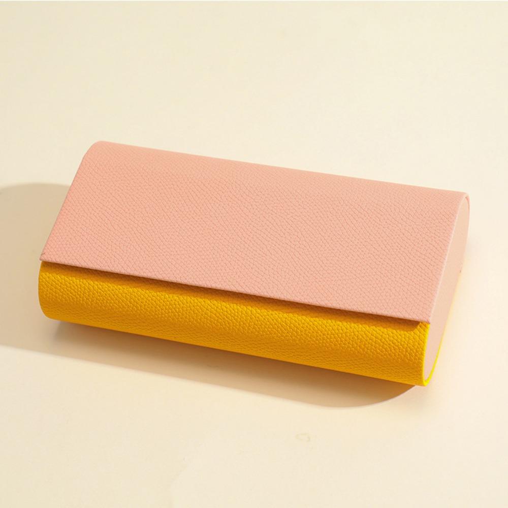 Двухслойный двойной футляр для очков из ПУ-кожи, 2 отделения, коробка для солнцезащитных очков, для женщин и мужчин оранжевый/розовый