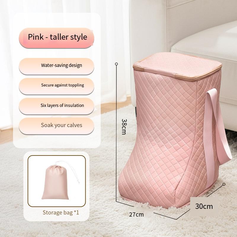

Large Capacity Boot Shaped Foot Bath Tub Folding Double-layer Insulation Foot Soaking Bucket Basin Deepened Foot Spa Soaking Bag рожевий