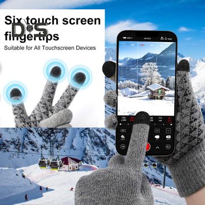 1 Paar Thermohandschuhe, gestrickt, elastisch, rutschfest, hält warm, für Bildschirmberührung geeignet, mit großer Reibungspartikel-Handfläche, Winterhandschuhe, Unisex-Reithandschuhe