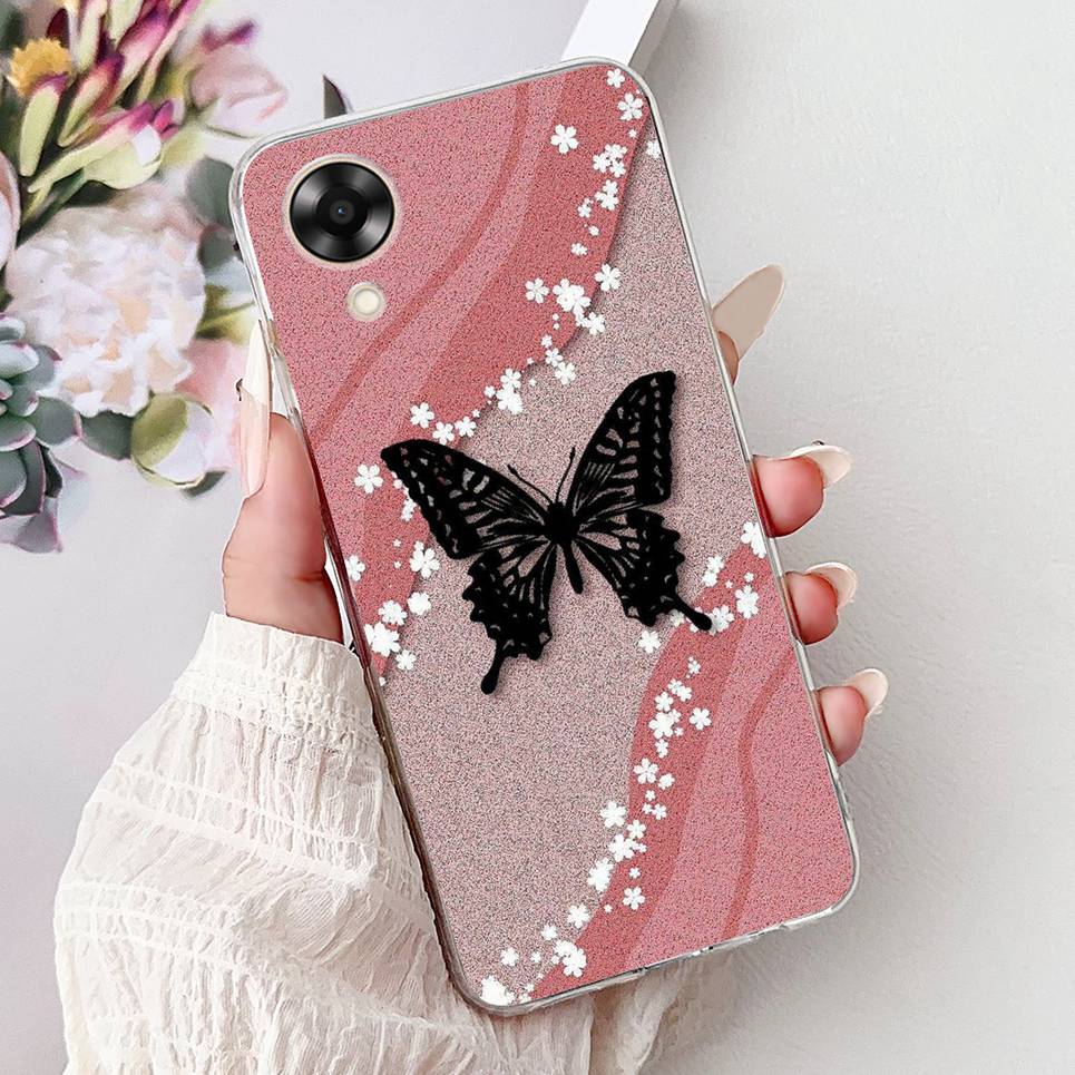 Case For Oppo A17k A17 4G Back Cover Oppo CPH2471 CPH2477 Colorful Butterfly Flower Painting Phone Cases Transparent Soft TPU