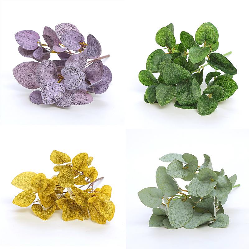 Silk Eucalyptus & Money Leaves for Wedding Decoration - 5-Prong Artificial Greenery Wall Accessories