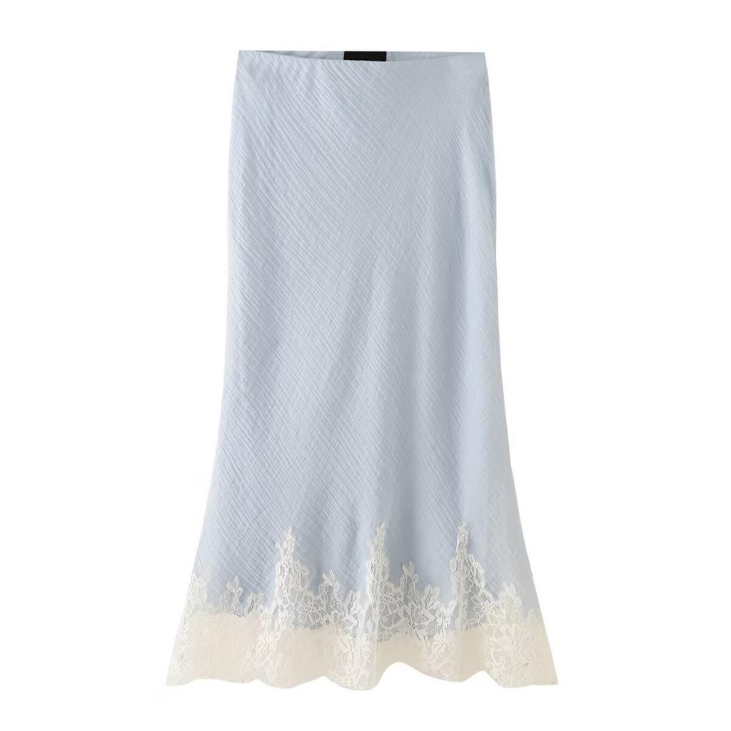 European and American Style, New Women's Clothing, Foreign Style Lace Underwear with Short Top and Lace Midi Skirt.
