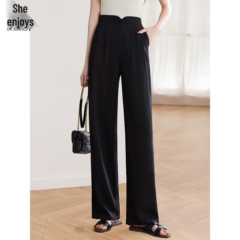 Women's Oriental Style Disc Buckle Straight-Leg Trousers