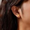 3 Paar Blume Ohrstecker für Damen, Goldfarbene Edelstahl Geometrische Ohrringe, Modisches Set Schmuck Geschenke