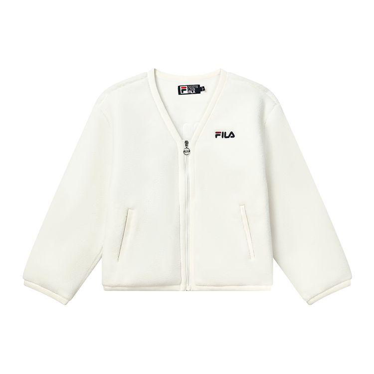 Fila Simple Casual Lamb Fleece Solid Jacket Women Jacket Cloud-White F11W249917F-WT