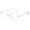 Chic Square Frameless Anti-Blue Light Glasses for Women - Metal Retro Eyewear