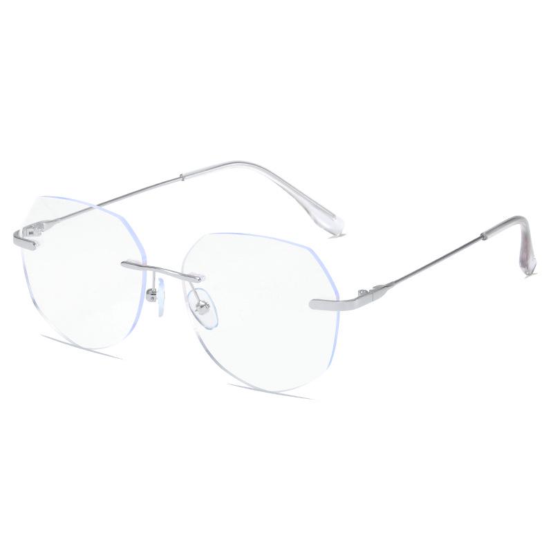 Chic Square Frameless Anti-Blue Light Glasses for Women - Metal Retro Eyewear