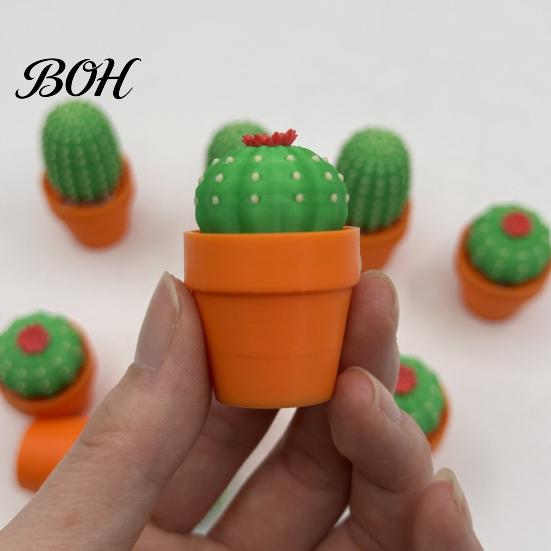 Relaxing Fidget Clicker 3D Printed Cactus Toy, Simulated Succulents Desk Small Accessory Ornament, Mini Portable Sensory Toy for Adults Tactile