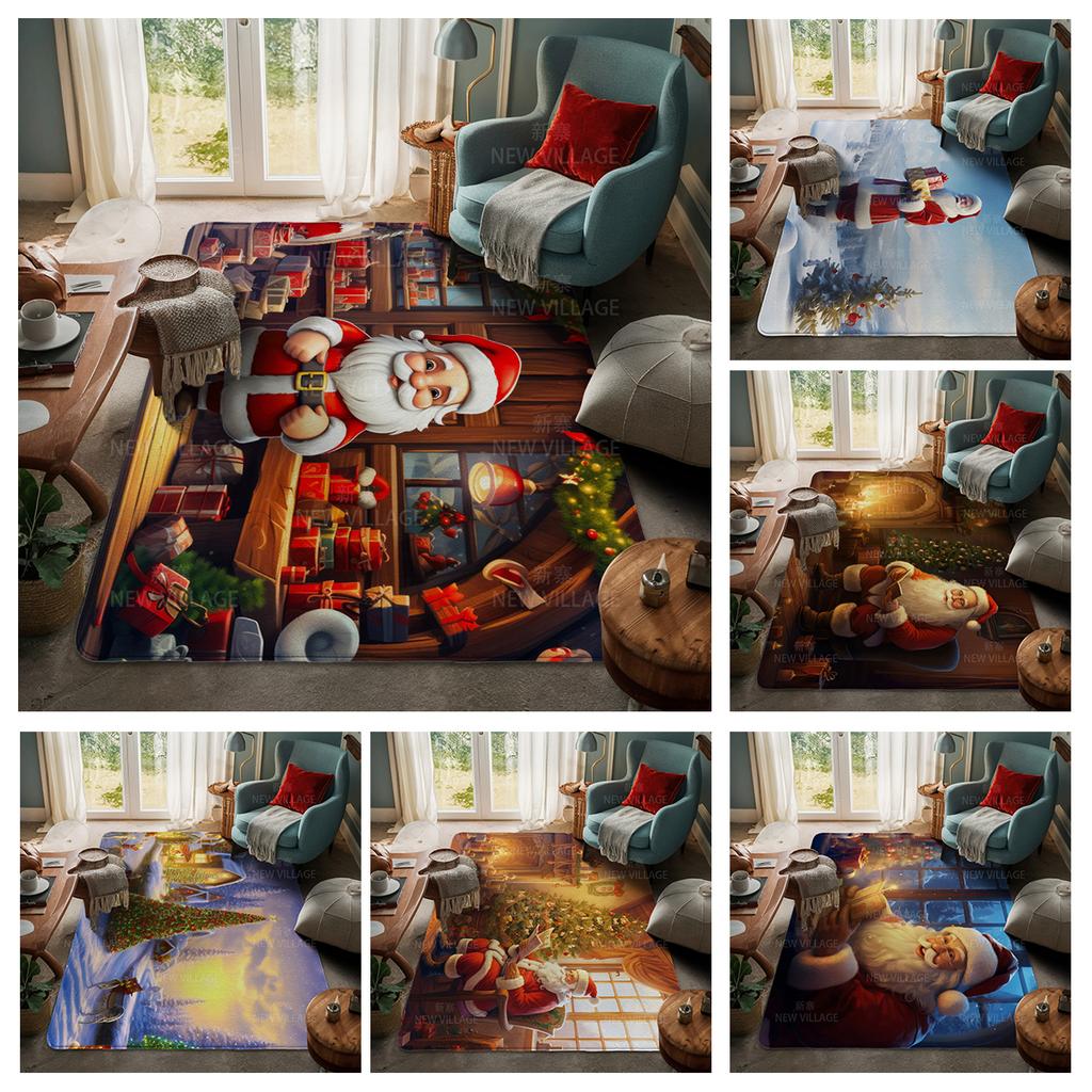 House Entrance Carpet Home Door Mat Living Room Bath Foot Bathroom Non-slip Water Absorption Rugs Bath Merry Christmas Winter