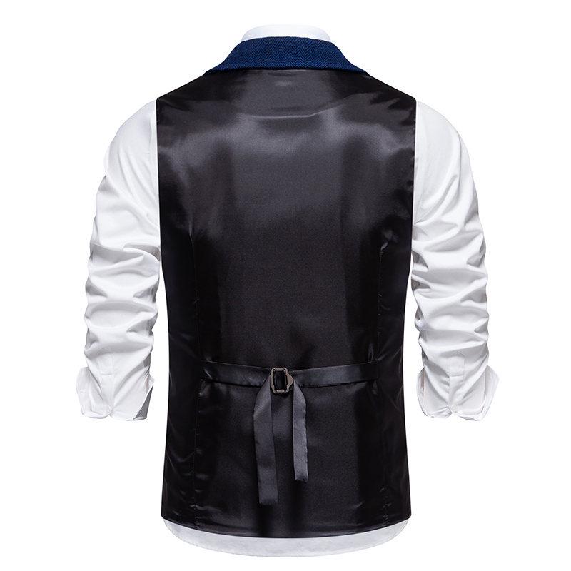 2024 Spring Retro European Men's Casual Lapel Chain Vest