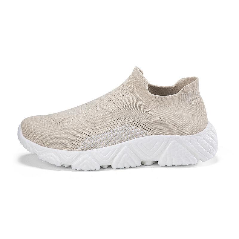 Supply Large Size Fly-woven Sports Shoes Women's Lightweight Soft-soled Popcorn Casual Shoes One-pedal Flat Shoes