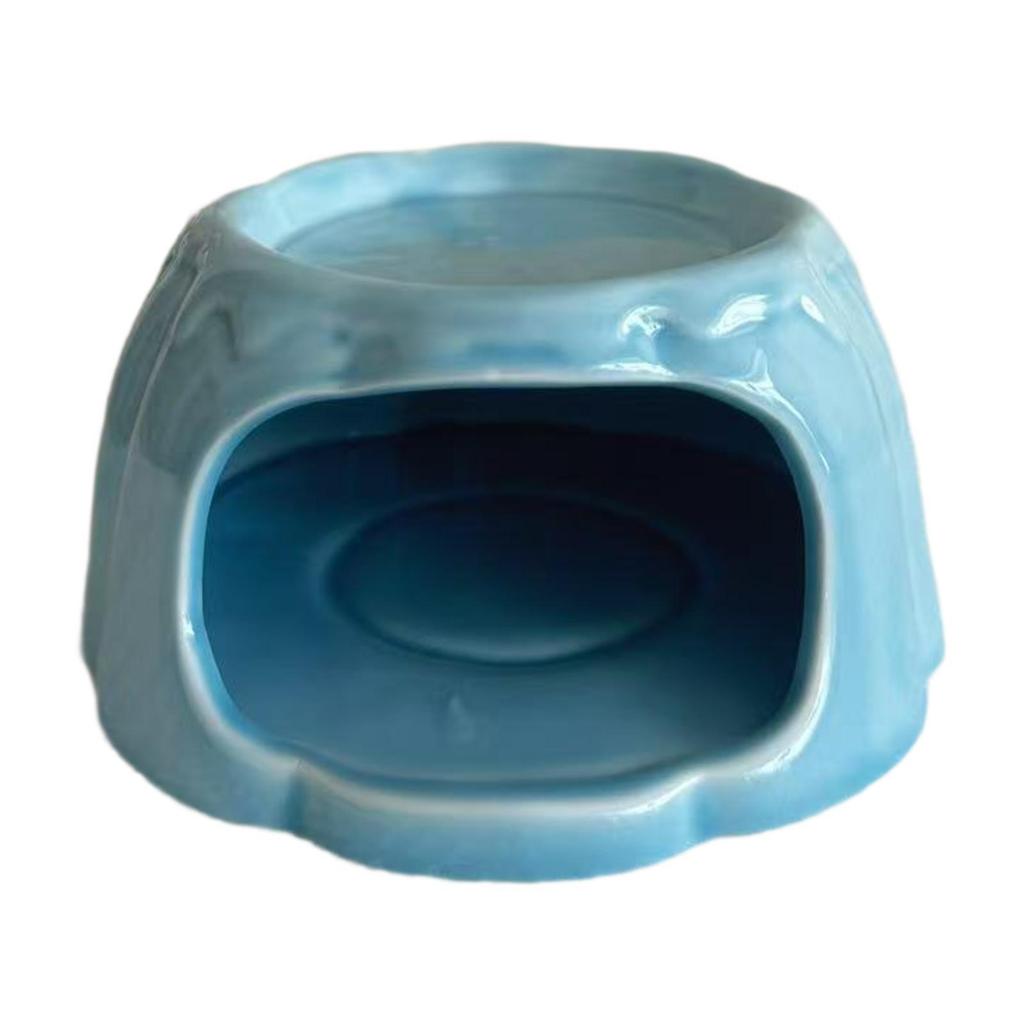 Small Animal Pudding Shape Ceramic Hamster House Hideout Food Bowl for Cage Decor and Bedding