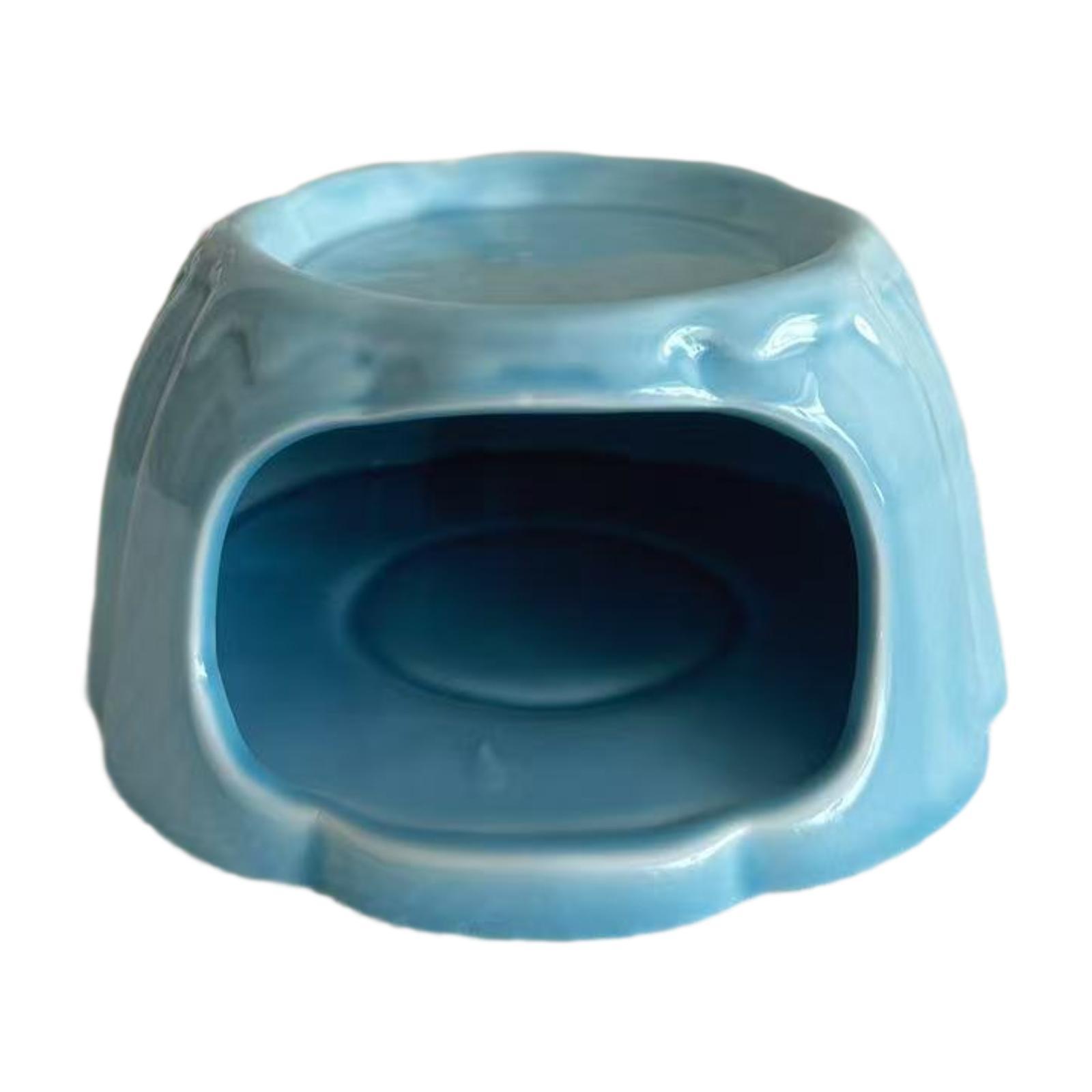 Small Animal Pudding Shape Ceramic Hamster House Hideout Food Bowl for Cage Decor and Bedding