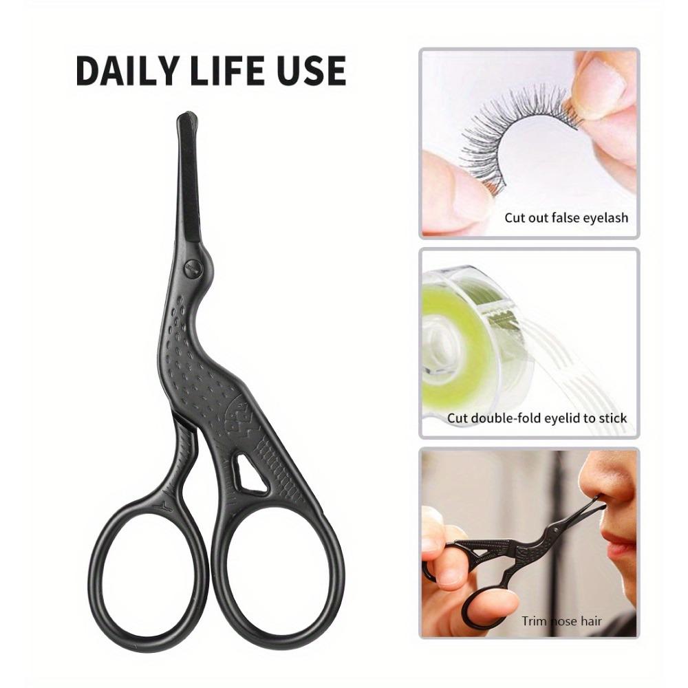 Stainless Steel Hair Scissors - Enhanced Safety Round Tip Stork Scissors for Precise Eyebrow, Nose, Beard & Ear Hair Trimming