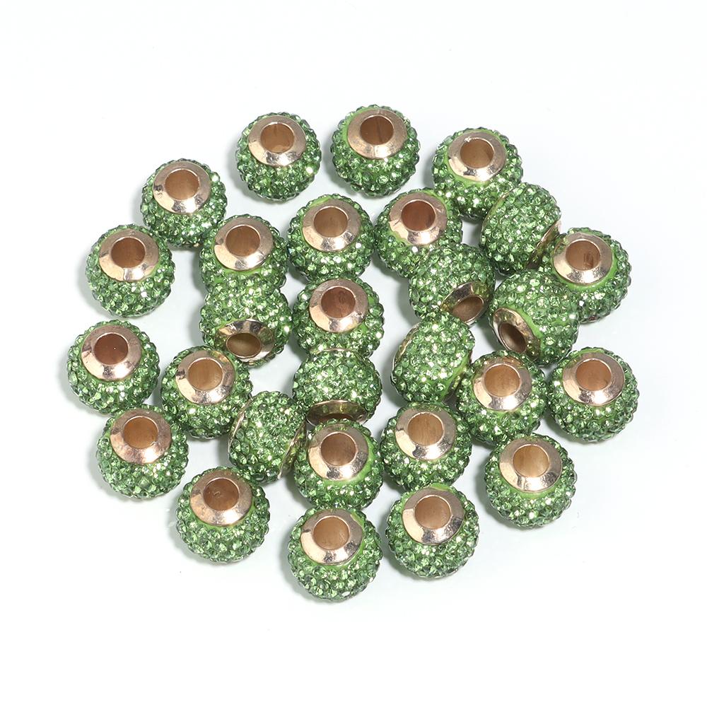 10pcs/lot 14mm Shambhala Rhinestone Beads Colorful Big Hole Loose Spacer Beads For DIY Charms Bracelet Necklace Jewelry Supplies