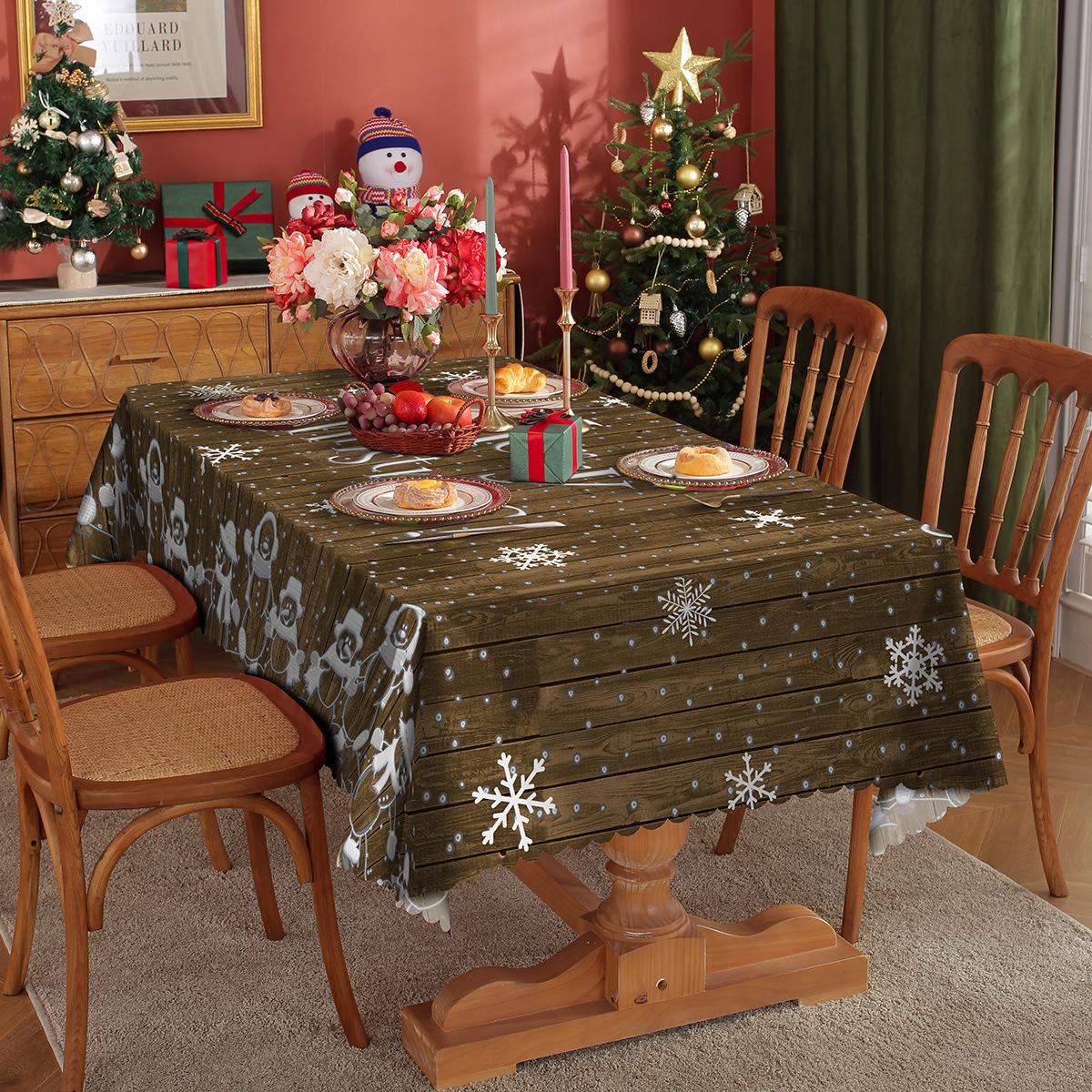 

Водонепроницаемая Рождественская скатерть Полиэстеровая ткань Цифровая печать Маслостойкая Праздничная накидка на обеденный стол Декор 150 * 150CM "350g"