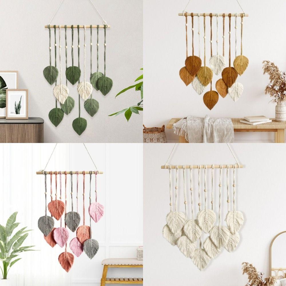 Handmade Boho Wall Decor Macrame Wall Hanging Pendant Creative Wall Art Leaf Tapestry  Homestay